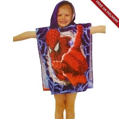 Free PnP) Kids Spiderman Poncho Hooded Beach Towel