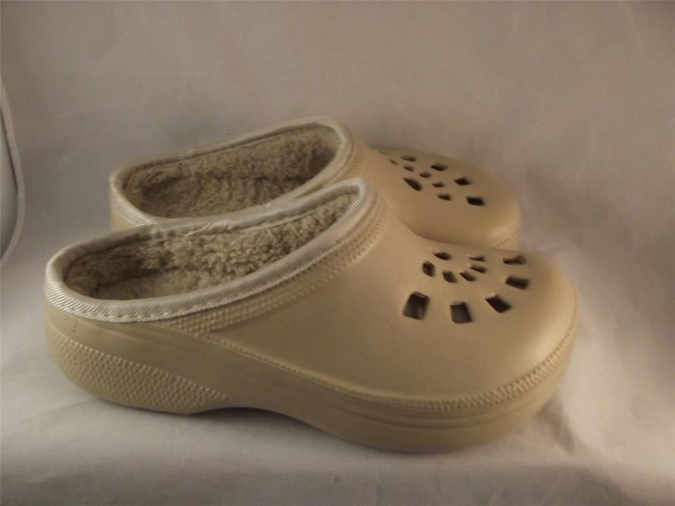 Dawgs Faux Fur Fleece Lined Doggers Clogs Shoes Womens Ladies Tan 