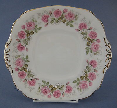 Adderley Devonshire Roses Handled Cake Plate Pink Flowers Roses Fine 