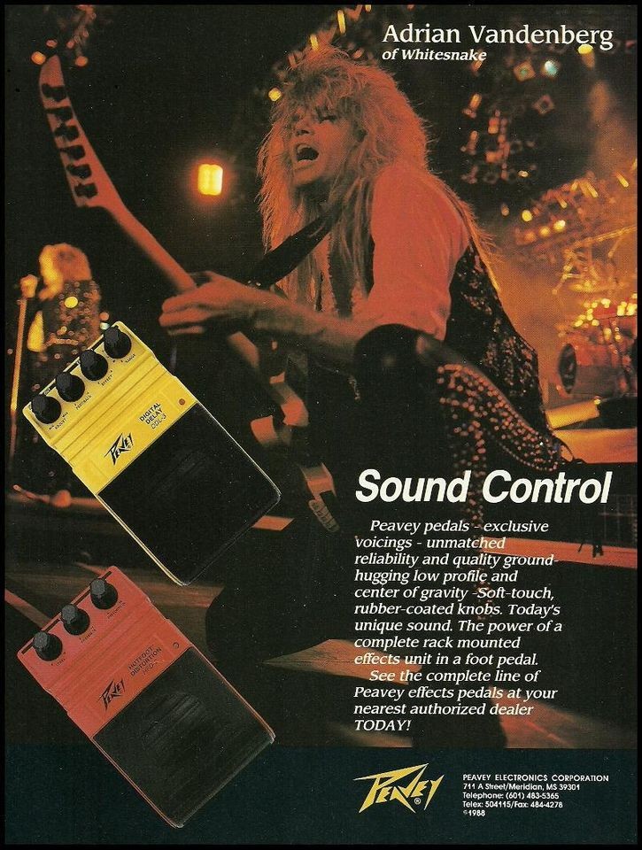 WHITESNAKE ADRIAN VANDENBERG PEAVEY GUITAR EFFECTS PEDALS AD 8X11 