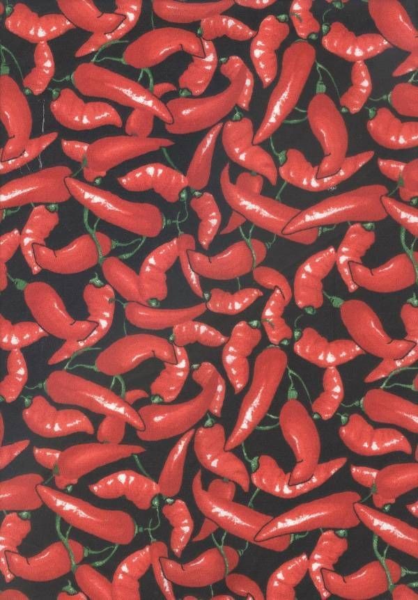 Half Yard   Red Hot Chili Peppers   100% Cotton Fabric   58 inches 