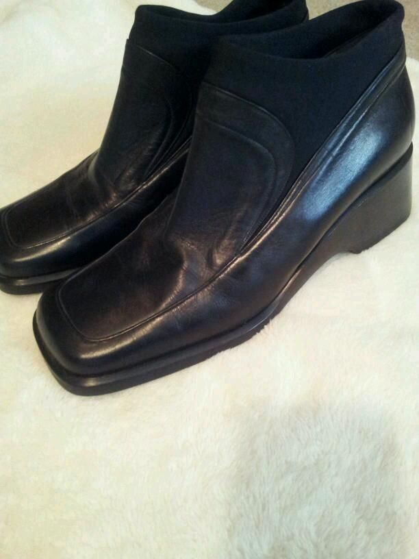 ALBANO WOMENS ITALIAN BLACK LEATHER ANKLE BOOTS SIZE 7 EUR 37 VERA 