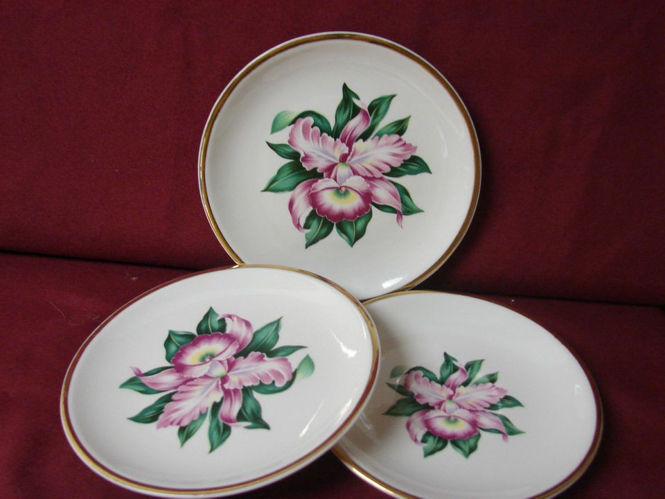 Paden City Potteries China Dinnerware Modern Orchid set 3 Bread 