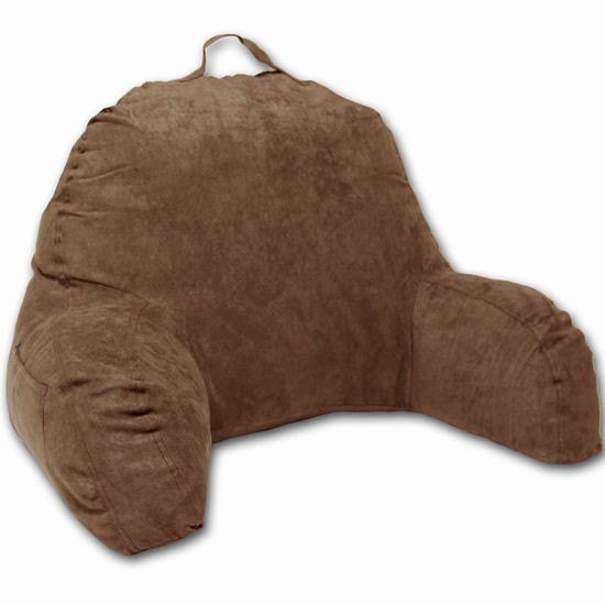 BROWN CHOCOLATE MICRO SUEDE BEDROOM BED REST READING COMPUTER PILLOW