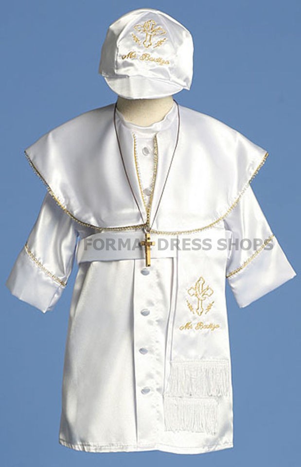 BABY BOYS BAPTISM WHITE GOWN CASSOCK SASH SHOULDER CAPPE CAP HOLY 