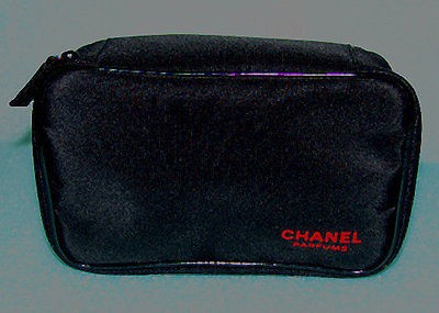CHANEL PARFUMS black cosmetic bag LOT of 2