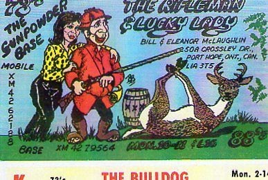   QSL CB RADIO POSTCARD THE RIFLEMAN AND LUCKY LADY DEER HUNTING RIFLE