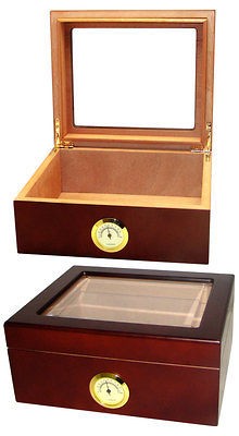 CUBAN CRAFTERS GLASS TOP MIO CIGAR HUMIDOR   SPANISH CEDAR   BRAND NEW 