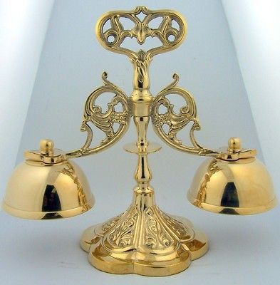 Needzo SVL Sanctus Brass Altar Church Chapel Bells Standing Ornate Set 