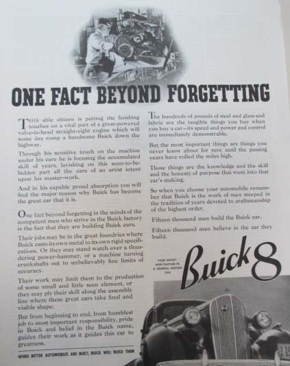 1936 Buick model 8   Original Classic 10x13 Vintage Advertisement Ad 