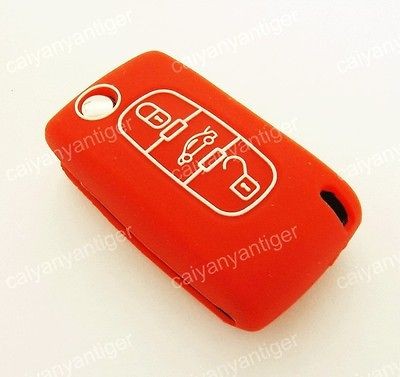 Red CITROEN C3 C4 C5 C6 C2 C8 Flip Remote Key Shell FOB Silicone 