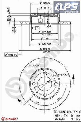 Fiat Panda (141A_) 1100 Trekking 4x4 Front Brembo Brake Discs 10/91 