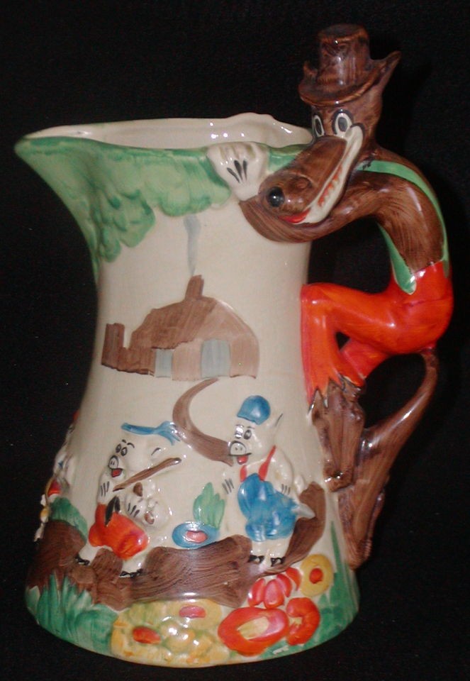 Wade Wadeheath Disney Big Bad Wolf 3 Little Pigs Flower Jug Pitcher 