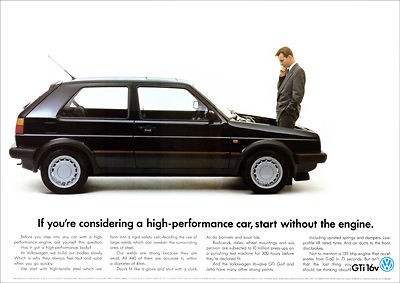 VW GOLF GTi 16v MK2 RETRO POSTER A3 PRINT FROM CLASSIC ADVERT 1988