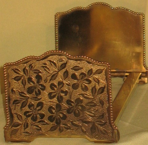 VINTAGE BOOKENDS RACK SLIDER SOLID BRASS FLORAL K&O CO.