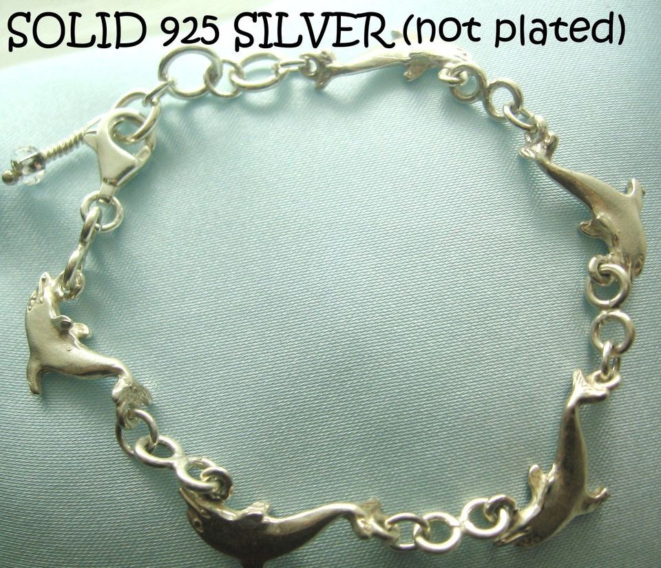   SOLID STERLING SILVER DOLPHINS BRACELET / BANGLE 5 animal designs