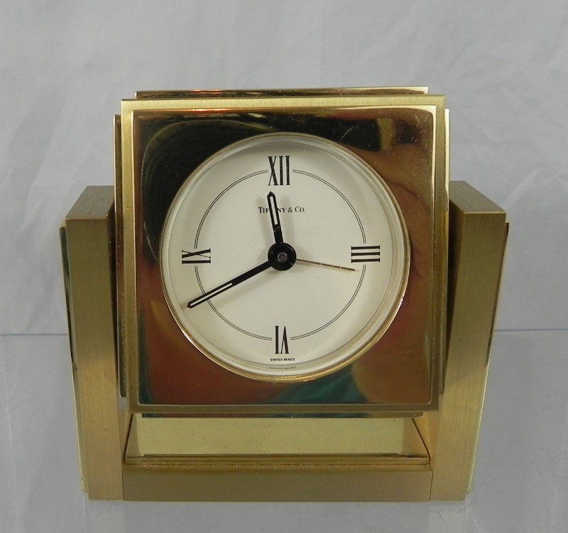 Tiffany & Co. Solid Brass rectangular Desk/Table Clock Swiss made