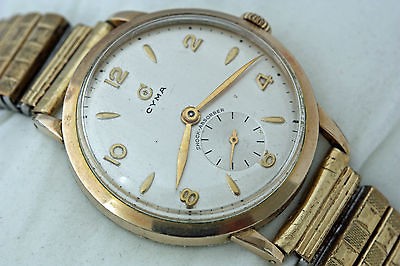   Rare Vintage Cyma Mens Gold Plated Swiss Made Luxury Dress Watch