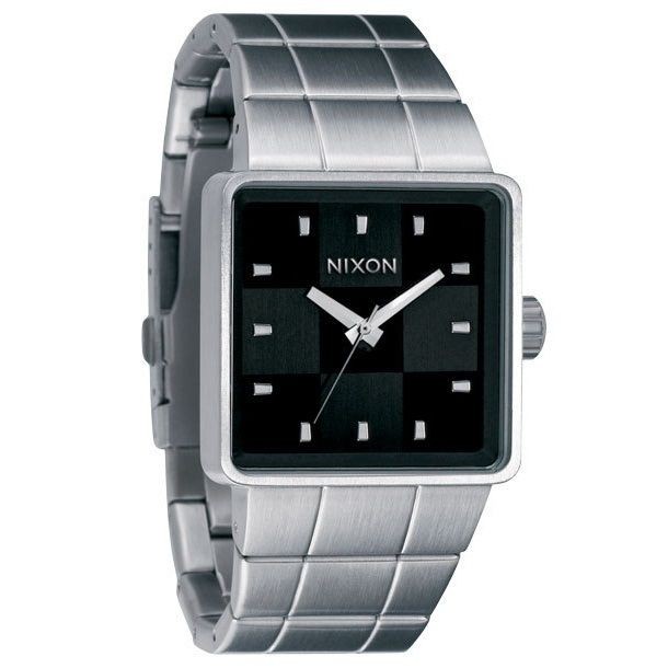 NEW* Nixon Mens Quatro Silver Stainless Steel Analog Quartz Watch 