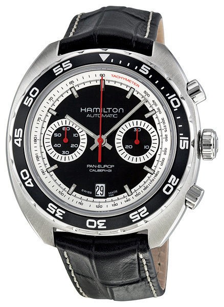 Hamilton Pan Europ Black Dial Leather Mens Watch H35756735