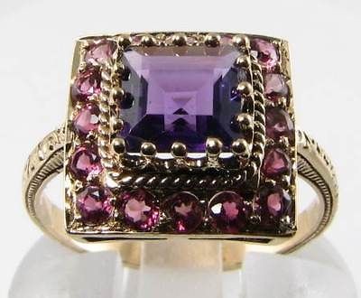 CLASS 9CT DECO INS AMETHYST & RUBELITE TOURMALINE RING