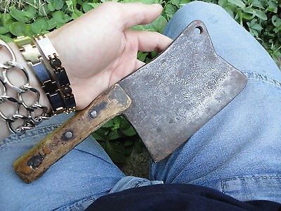 Antique rare butcher knife meat cleaver chopper slaughterhouse tool 