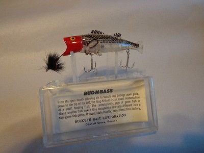   BASS UNCATALOGED (RED HEAD) Lure XLNT SHAPE in Hard Plastic Box