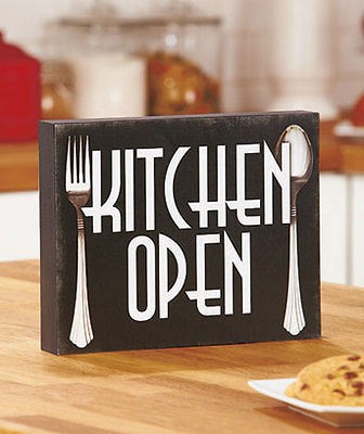 KITCHEN OPEN / CLOSED Rustic Wood Sign Wall Decor NEW NIB