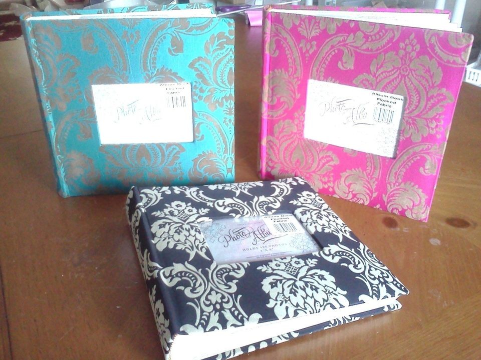   FUCHSIA PINK BLUE photo albums flocked fabric damask Wedding Supplies