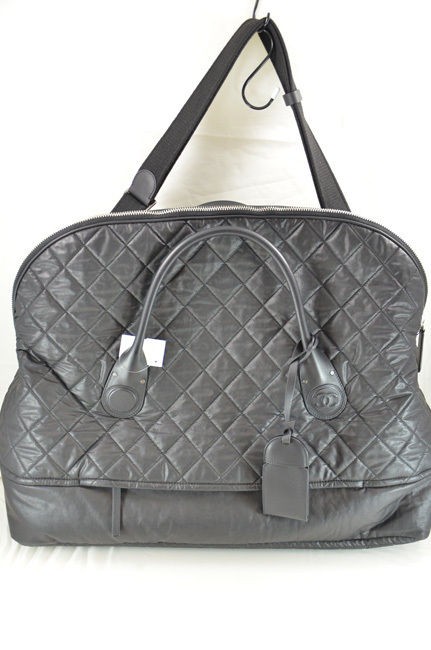 CHANEL 2012 CARRY ON LUGGAGE BLACK QUILTED NYLON BAG $3,600