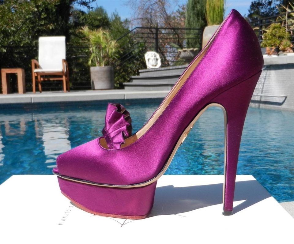 PURPLE REIGNS***NIB CHARLOTTE OLYMPIA Penelope Peep Toe Platform 