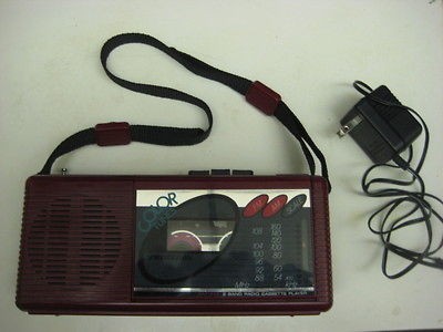   COLOR TUNES 4603BUR AM FM CASSETTE PLAYER MINI BOOMBOX AC DC