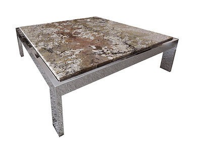    century modern style Chrome metal Marble Granite Coffee Table 1970s