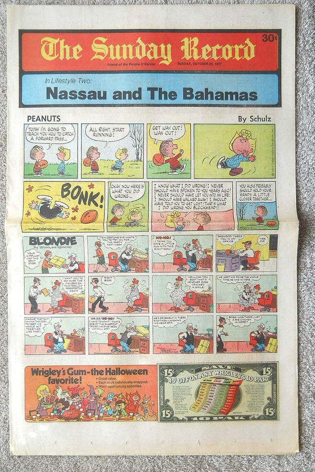 BERGEN COUNTY NJ RECORD SUNDAY COMICS 10/23 1977 Dennis the Menace B.C 