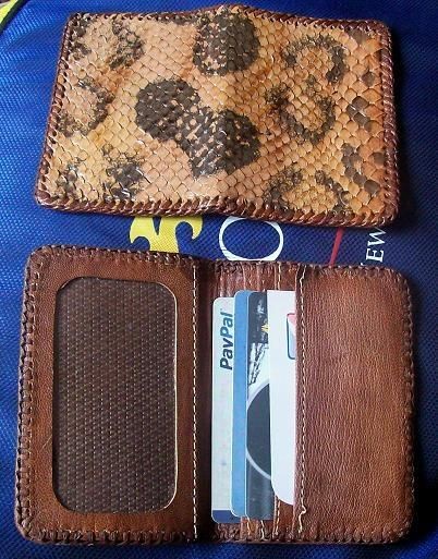 100% HANDMADE_ANACO​NDA SNAKE SKIN CREDIT CARD HOLDER_5 Card Slots,1 