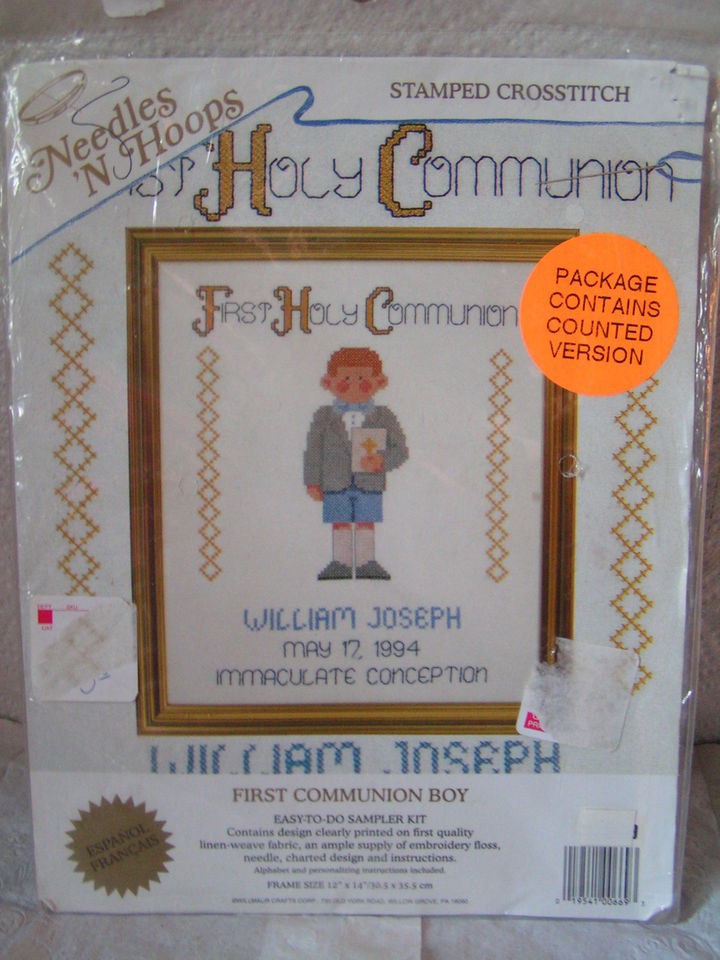 NEEDLES AND HOOPS SAMPLER KIT HOLY COMMUNION NIP