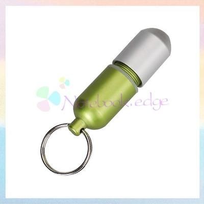 PORTABLE WATERPROOF LIME GREEN PILL CONTAINER FOB HOLDER BOX KEEPER 