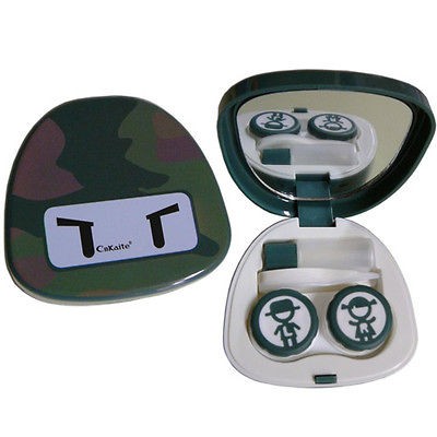 Lens Holder Box Case Contact Lenses Green Bottle Mirror Tweezers 