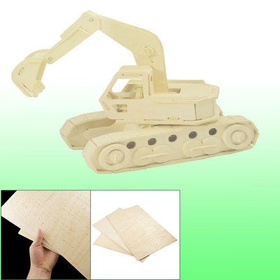 Children Self Assembled Wooden 3D Excavator Model Construction Kit Toy