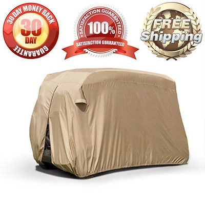 PASSENGER BEIGE GOLF CART STORAGE COVER ZIPPERED REAR + AIR VENTS 