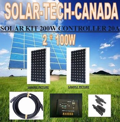   KIT Panneau Solaire 200W 200 Watt 2 * 100 W 20A controller mono 12V