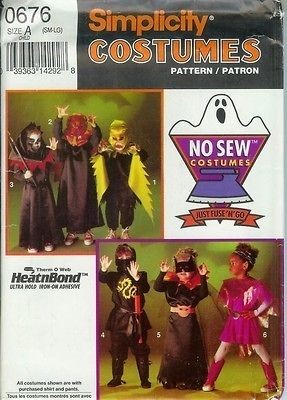 COSTUME PATTERN SIMPLICITY 0676 FRANKENSTEIN NINJA NO SEW KIDS S M L 