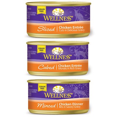 WELLNESS Grain Free Wholesome canned Cat Food 3oz U PICK Pack A Box 