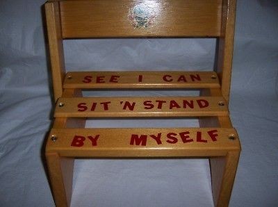 WOOD STEP STOOL SEAT CHILDREN KIDS TODDLER VINTAGE PRE SCHOOL SOLID 