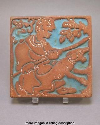 Vintage Antique c1920 Batchelder Pottery Arts & Crafts Tile Man and 