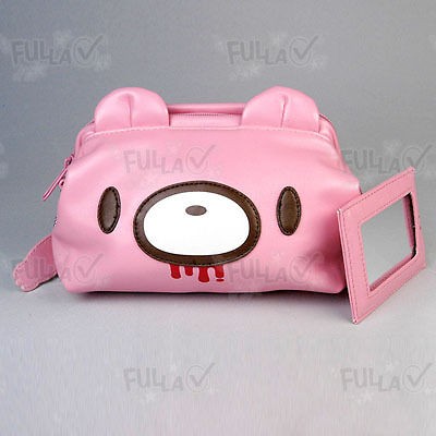 Gloomy Bear Pink Head Cosmetic Markup Bag with Mirror #080