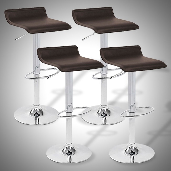   Coffee Dark Brown Swivel Bombo Chair Pub Barstools Chrome Counter Ale