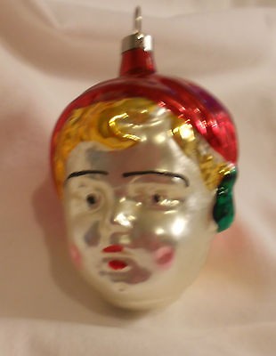 ANTIQUE CZECHOSLOVAKIA ELF CHRISTMAS ORNAMENT BLOWN GLASS