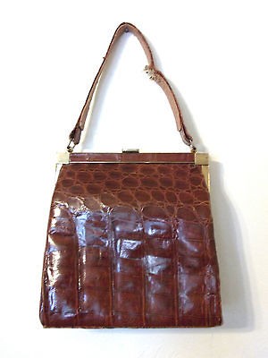 vintage alligator crocodile handbag purse Marshall Fields needs TLC