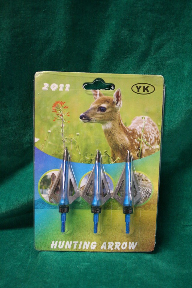 NEW 3 PACK OF 3 BLADE HUNTING BROADHEADS 92 GRAINS 